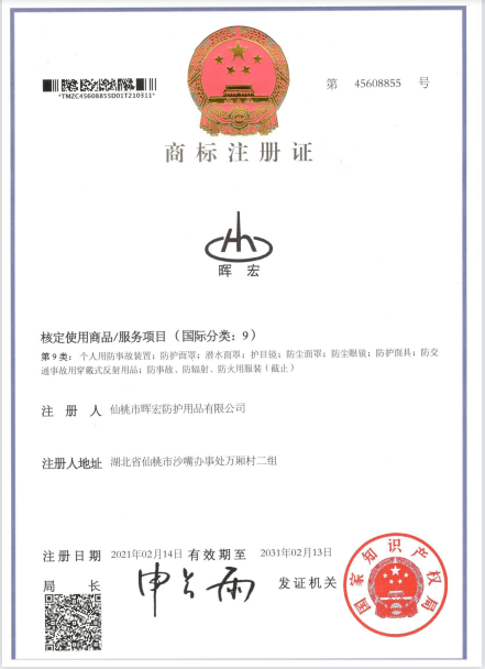 個人用防事故裝置商標證書